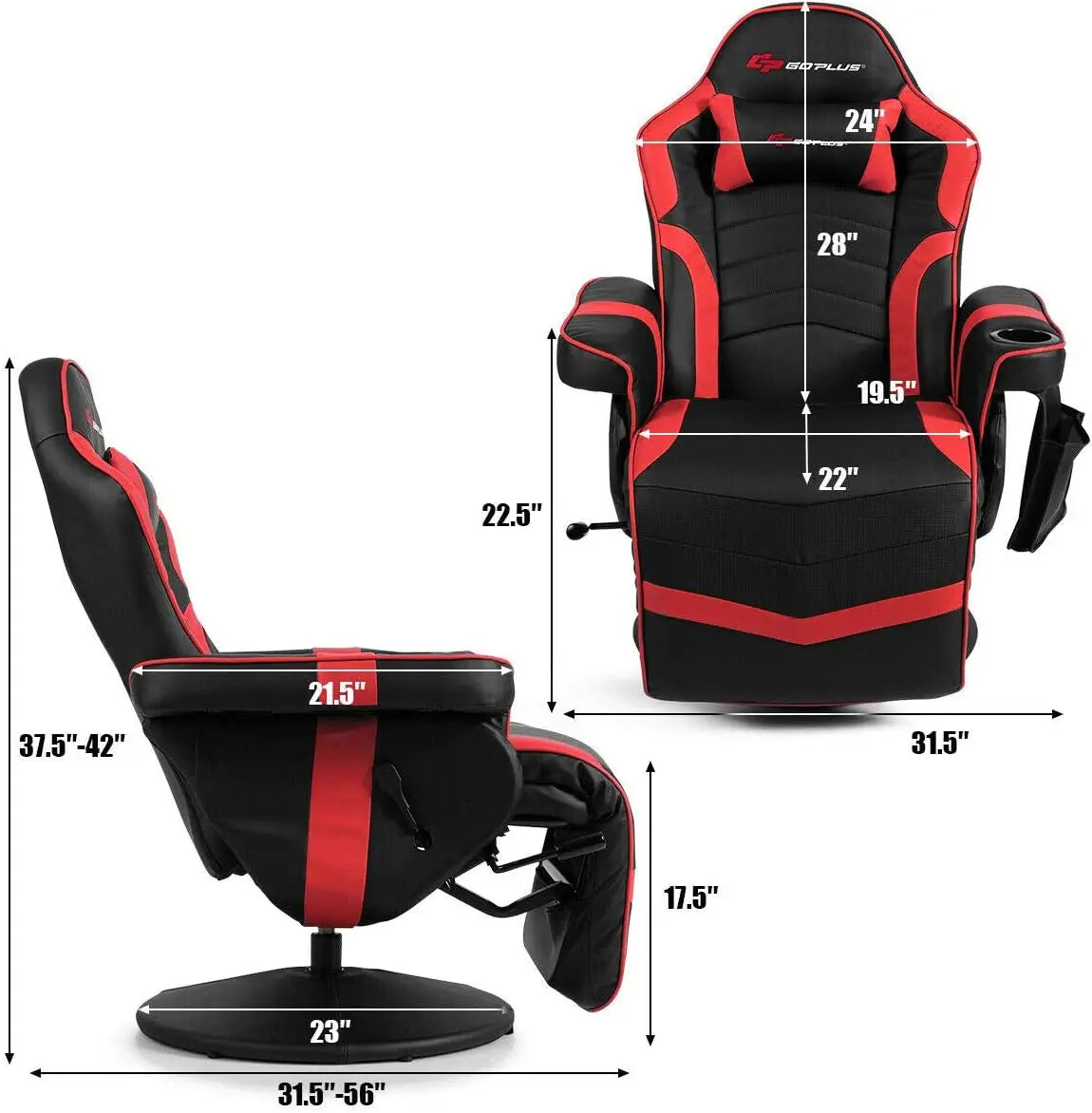 RacingStyleGamingReclinerw/Adjustable Backrest and Footrest, Ergonomic HighBackPULeather Computer Office Chair Swivel Game Chair
