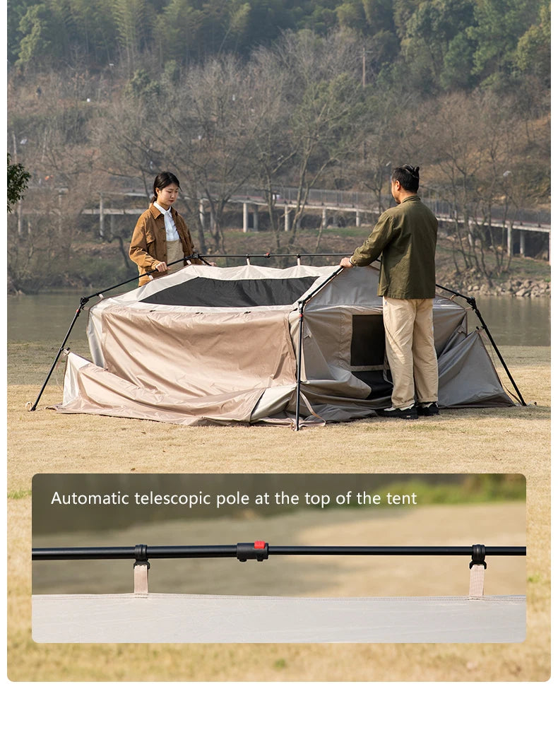 BISINNA One-touch Ridge Type Tent Titanium Glue 3-4 Person Outdoor Automatic Camping Family Tent