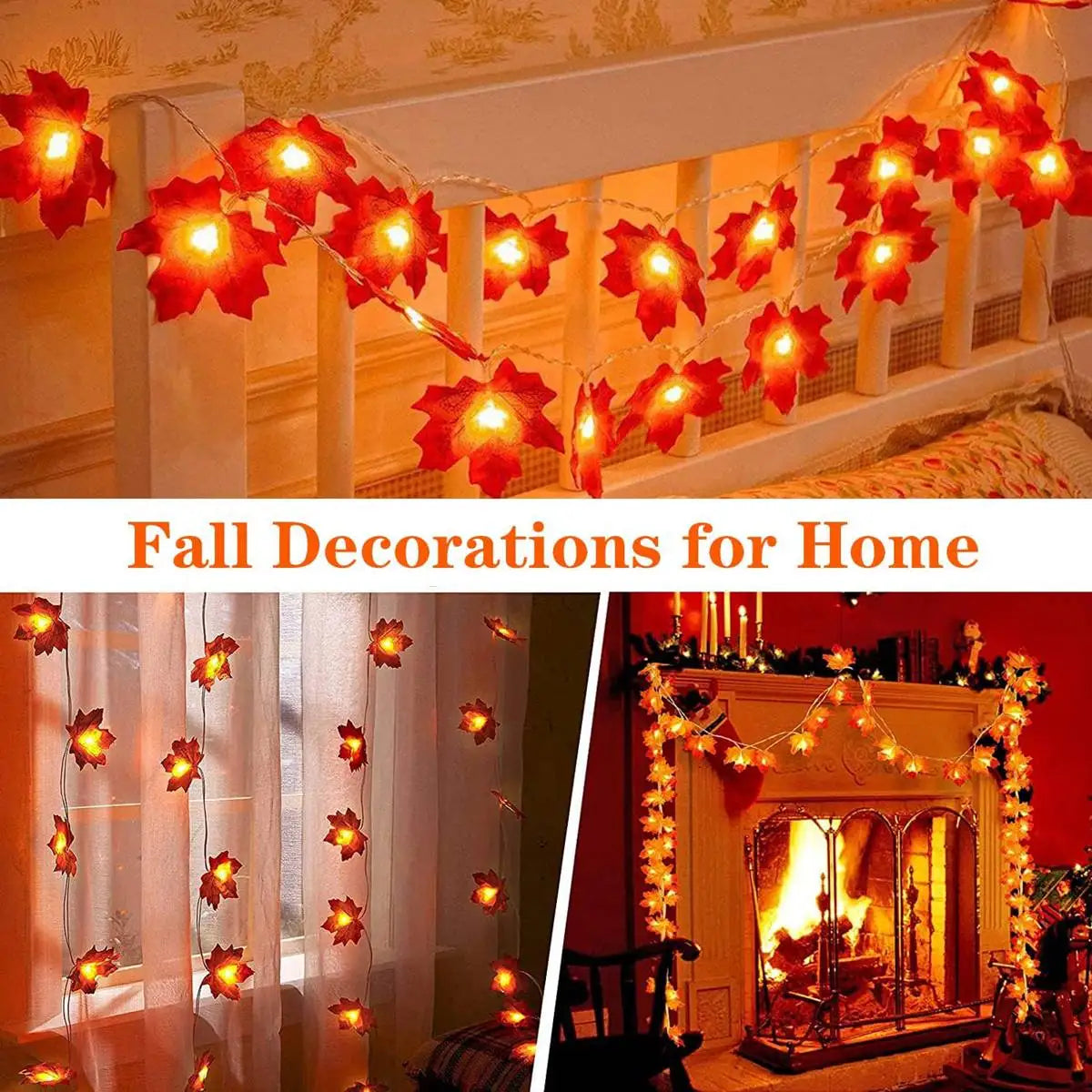 LED Maple Leaf String Lights Battery Powered