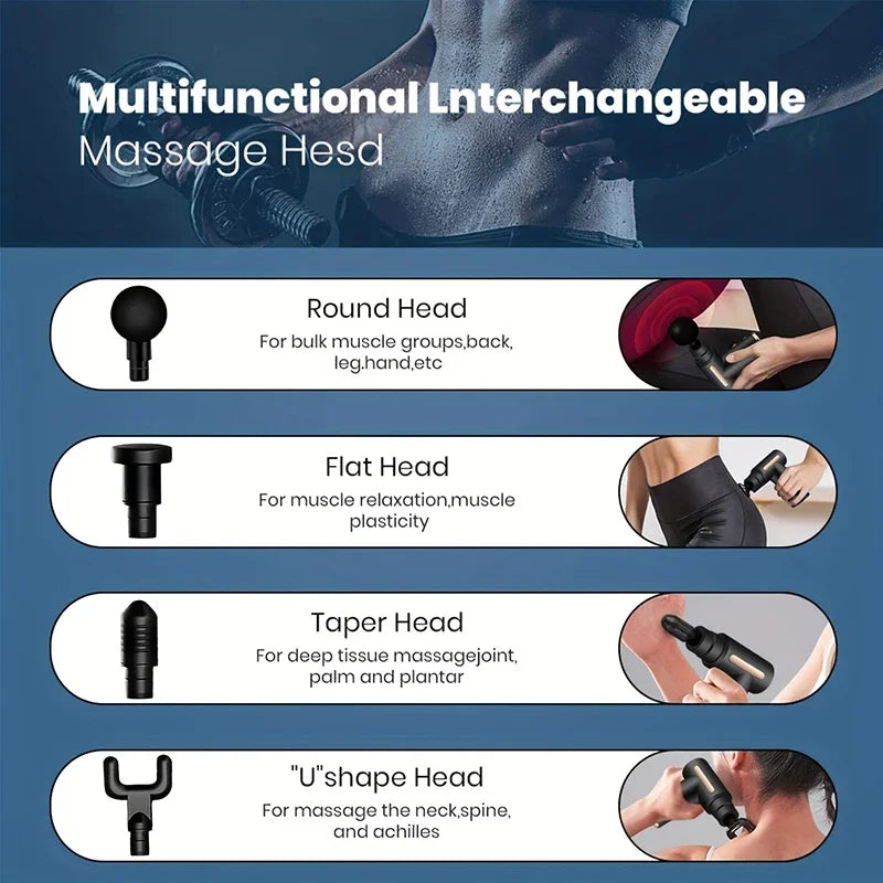 Multifunctional fascia gun massager instrument portable muscle massage relaxation electric vibrating fascia gun