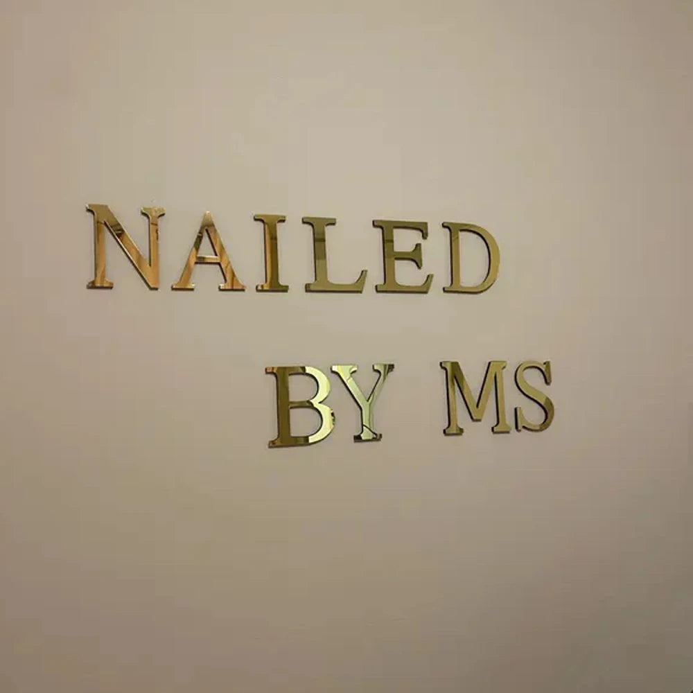 Gold English Letters Mirror 3D Wall Sticker Home Decoration Festival Party Wedding Decor Acrylic Mural Peel & Stick Wallpaper