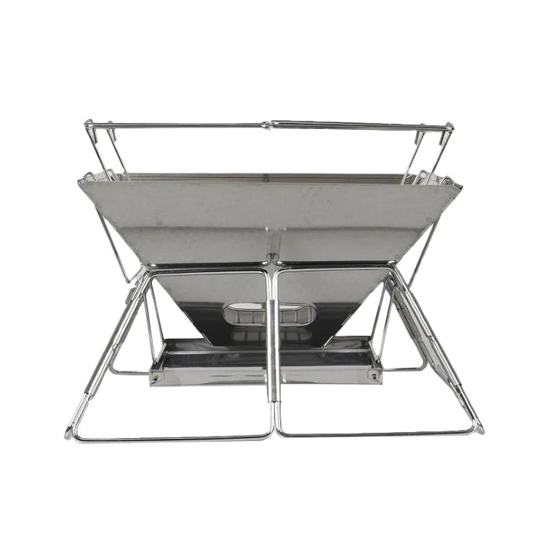 Stainless Steel Folding Grill Fire Pit & Camping Stove