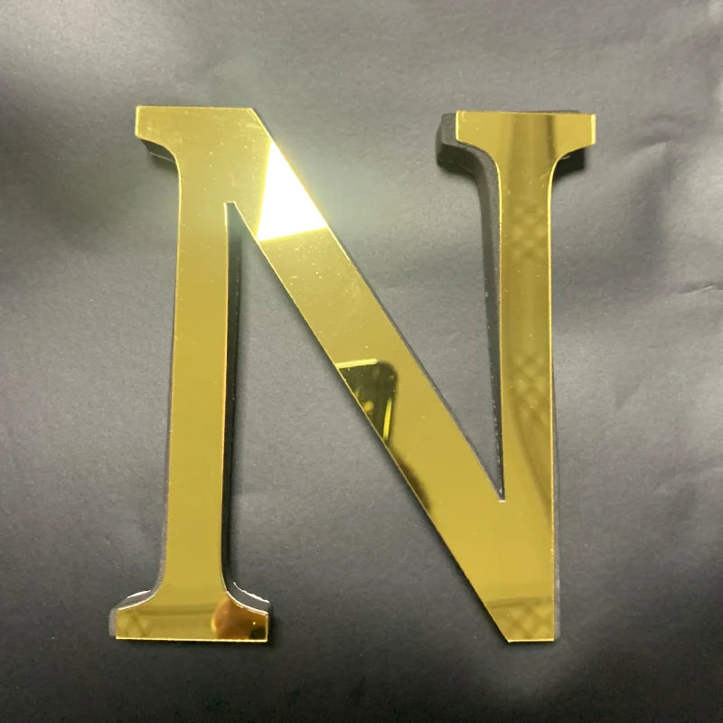 Gold English Letters Mirror 3D Wall Sticker Home Decoration Festival Party Wedding Decor Acrylic Mural Peel & Stick Wallpaper
