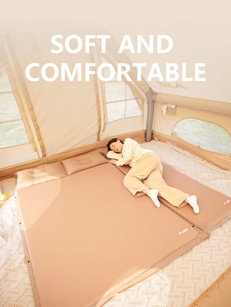 BISINNA Outdoor Self-inflating Mattress Camping Inflatable Sleeping Pad Splicable Ultralight Air Mat for Travel Hiking Picnic