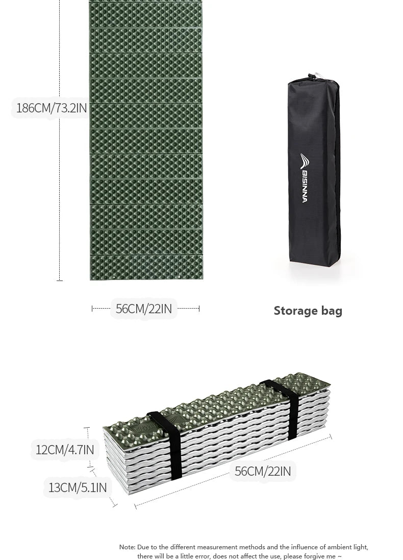 BISINNA Ultralight Camping Mat Portable Folding Moistureproof Sleeping Pad for Outdoor Picnic Hiking Travel