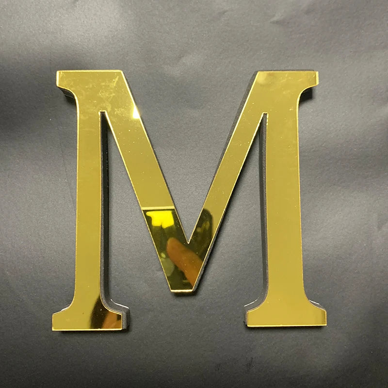 Gold English Letters Mirror 3D Wall Sticker Home Decoration Festival Party Wedding Decor Acrylic Mural Peel & Stick Wallpaper