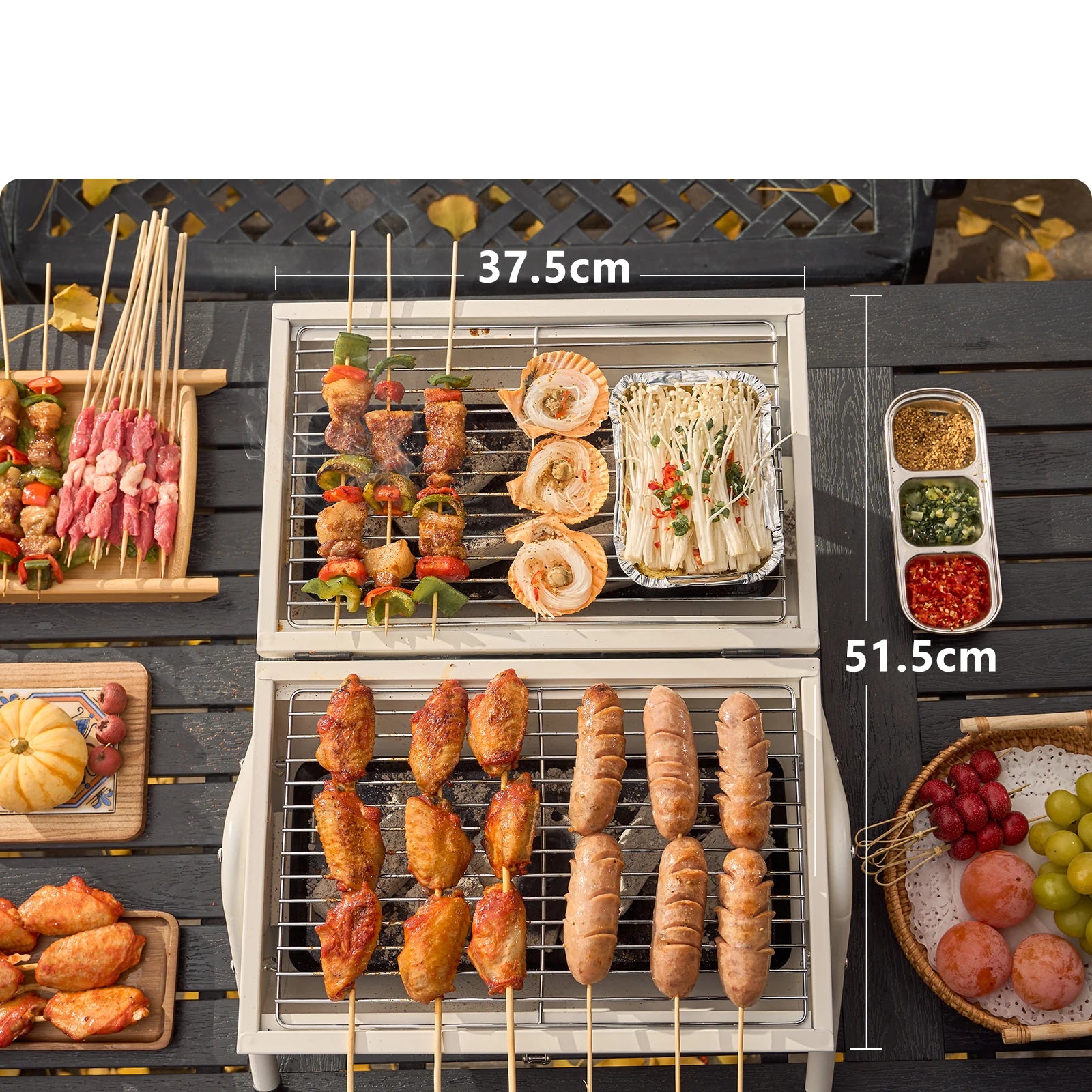 BISINNA Outdoor Multifunctional Portable Barbeque Stove Camping BBQ Charcoal Grill With Dual Side Camping Supplies