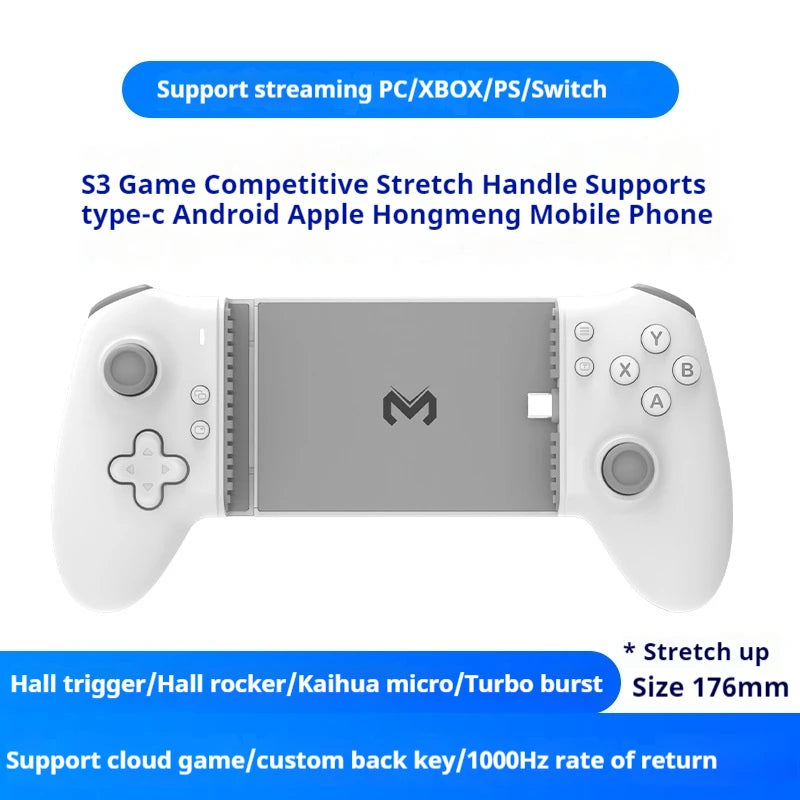 Memo S3 Gamepad Type-C Mobile Phone Controller Hall Effect Stretching Handle Stick Joystick Android Ps Cloud Game Customized