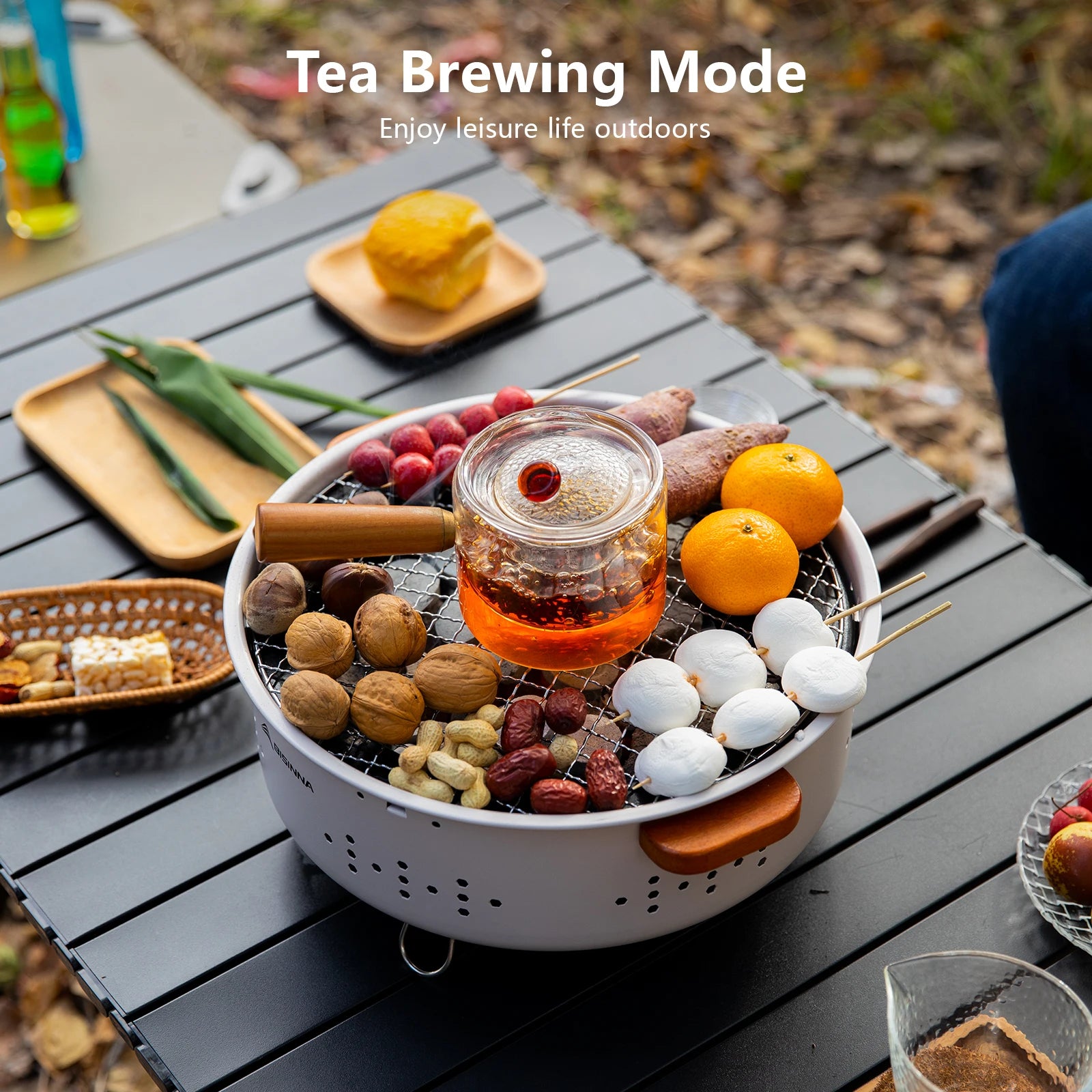BISINNA Outdoor Fire Pit, Home Multi-funcationcl Fire Pits BBQ Grill for Camping, Picnic, Bonfire