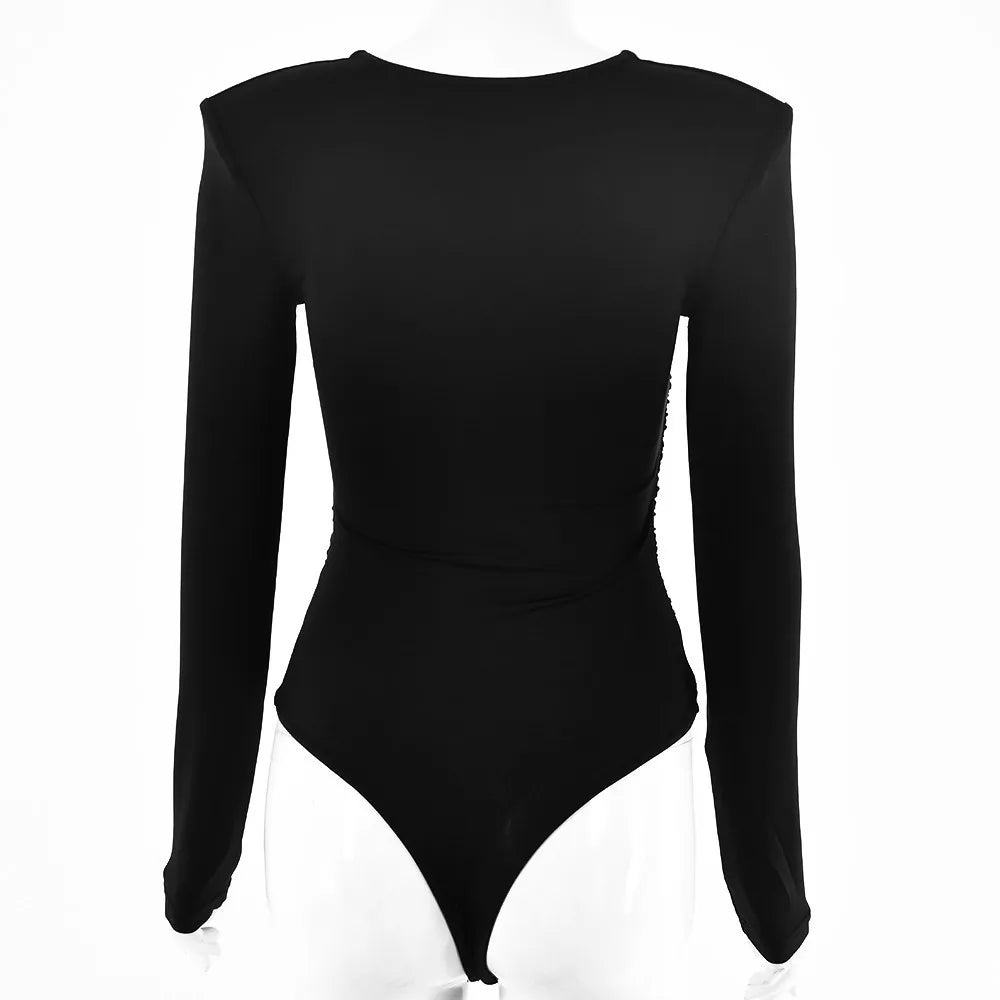 Bodysuit Long Sleeves Overalls for women Bodycon Square Neck female Basic Black Overalls Tops 2024 Body streetwear fashion sexy