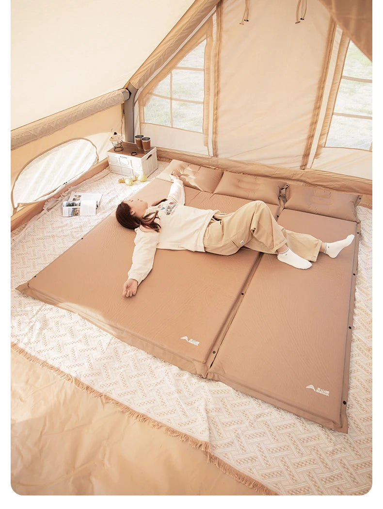 BISINNA Outdoor Self-inflating Mattress Camping Inflatable Sleeping Pad Splicable Ultralight Air Mat for Travel Hiking Picnic