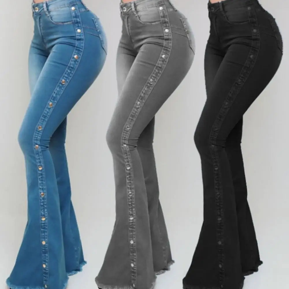 Women's Mid-Waisted Stretch Flare Jeans