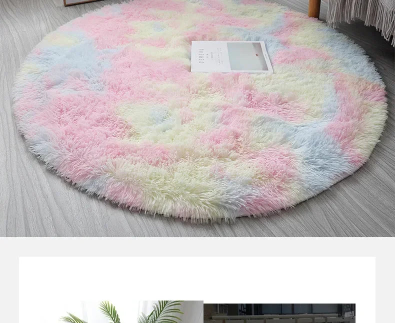 Super Soft Plush Round Rug Mat Fluffy White Carpets For Living Room Home Decor Bedroom Kid Room Decoration Salon Thick Pile Rug