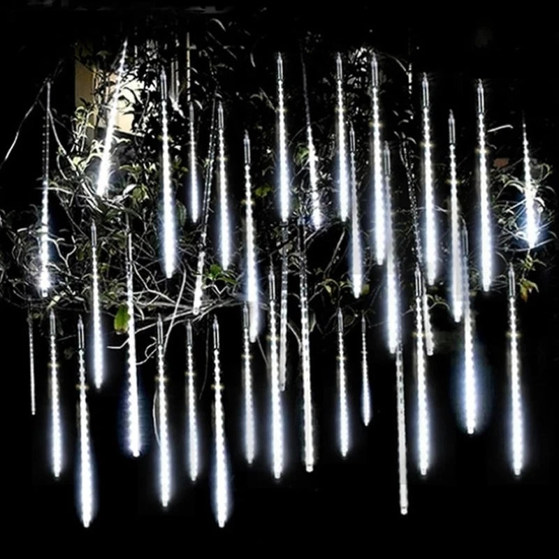 Outdoor  Meteor Shower Christmas Lights 10 Tubes 192 Led Hanging String Lights for Garden Tree Holiday Party Decoation Lamp