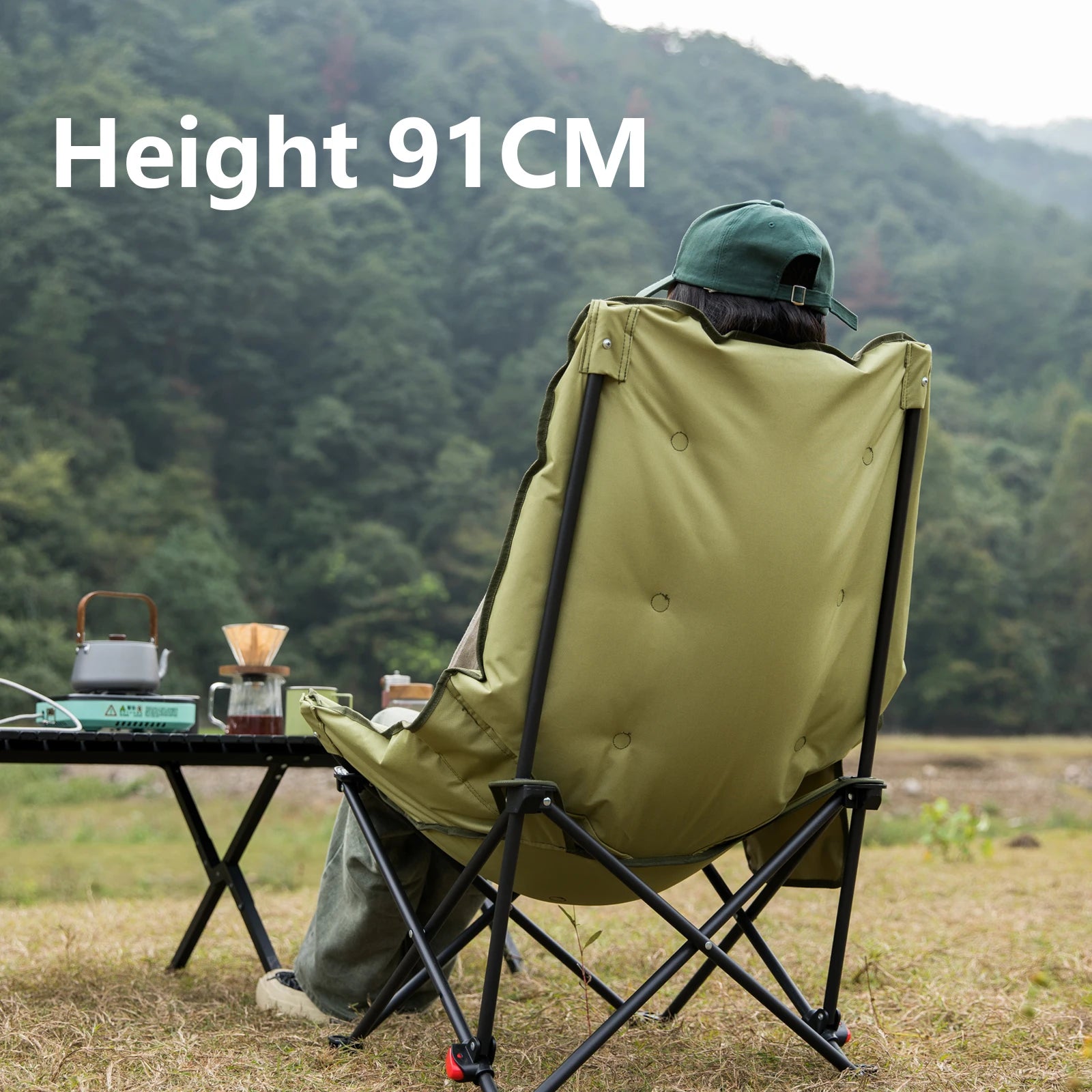 BISINNA Portable Camping Moon Chair High Back Folding Chair Backrest Adjustable Outdoor Leisure Hiking Fishing Picnic