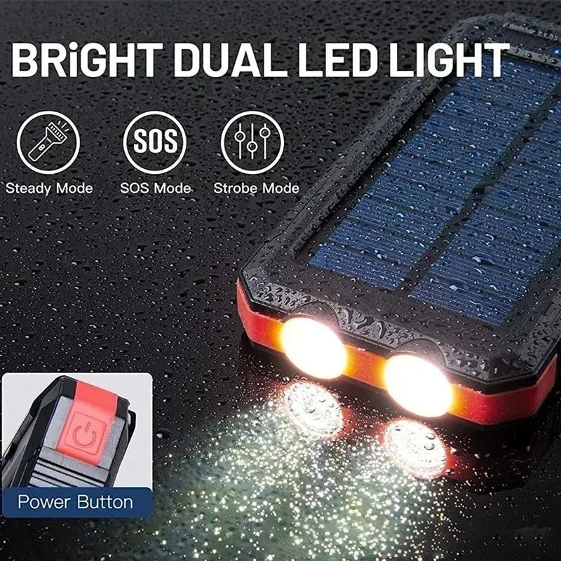 100000mAh Solar Power Bank Two-Way Fast Charging Outdoor Waterproof  Power Bank Flashlight Is Suitable For Iphone Xiaomi Samsung