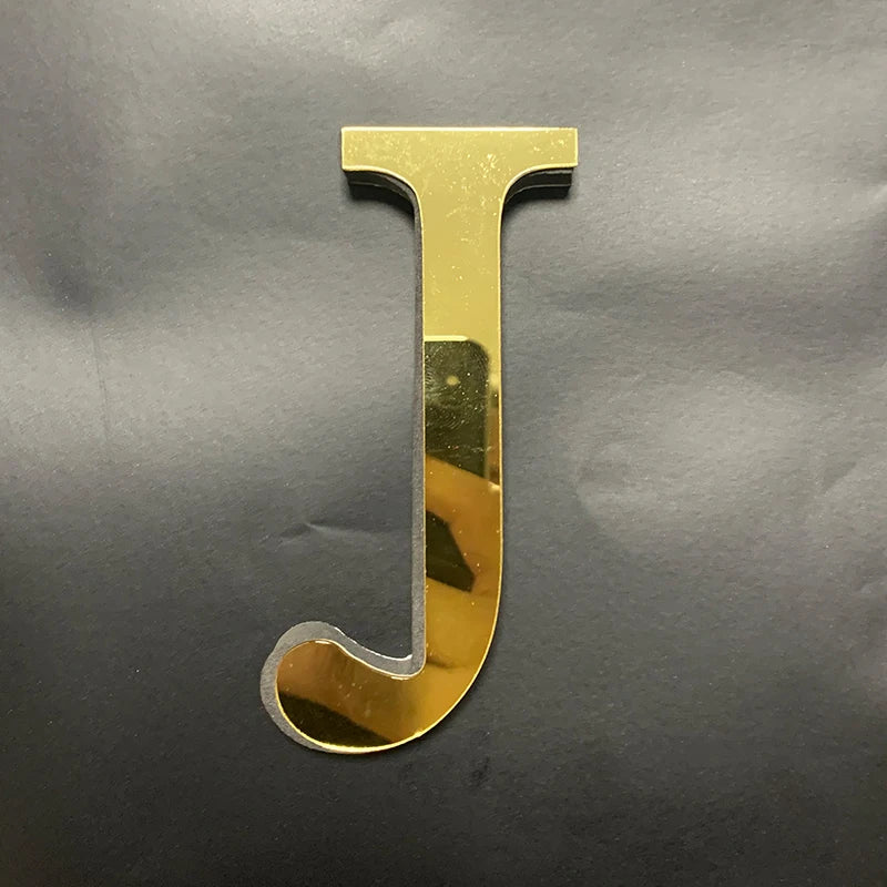 Gold English Letters Mirror 3D Wall Sticker Home Decoration Festival Party Wedding Decor Acrylic Mural Peel & Stick Wallpaper