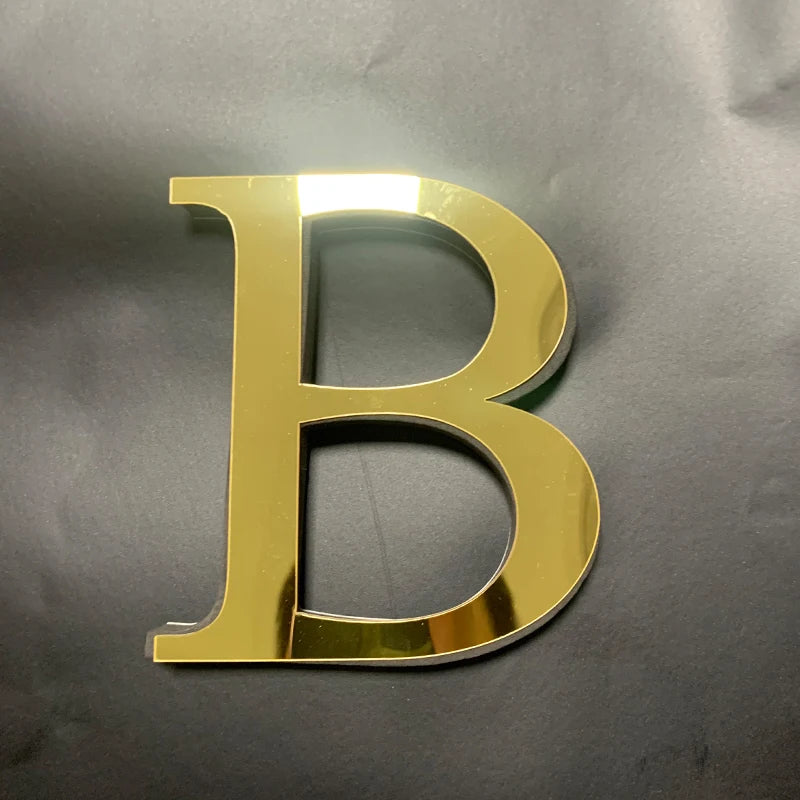 Gold English Letters Mirror 3D Wall Sticker Home Decoration Festival Party Wedding Decor Acrylic Mural Peel & Stick Wallpaper