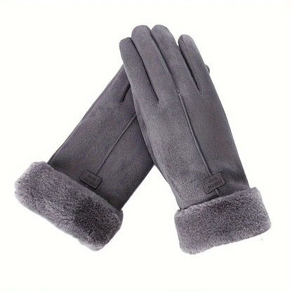 Women’s Winter Thick Plush Leather Gloves