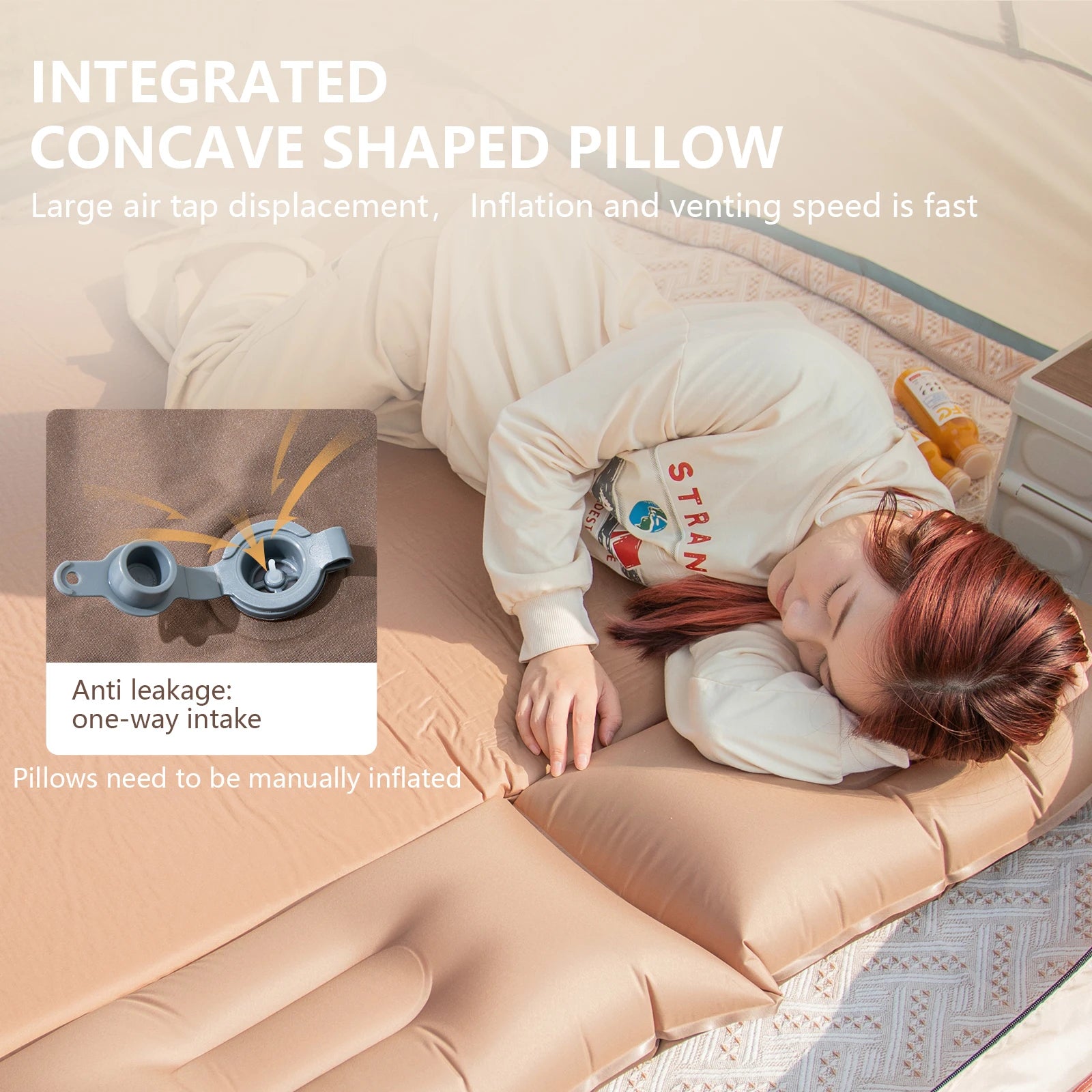 BISINNA Outdoor Self-inflating Mattress Camping Inflatable Sleeping Pad Splicable Ultralight Air Mat for Travel Hiking Picnic