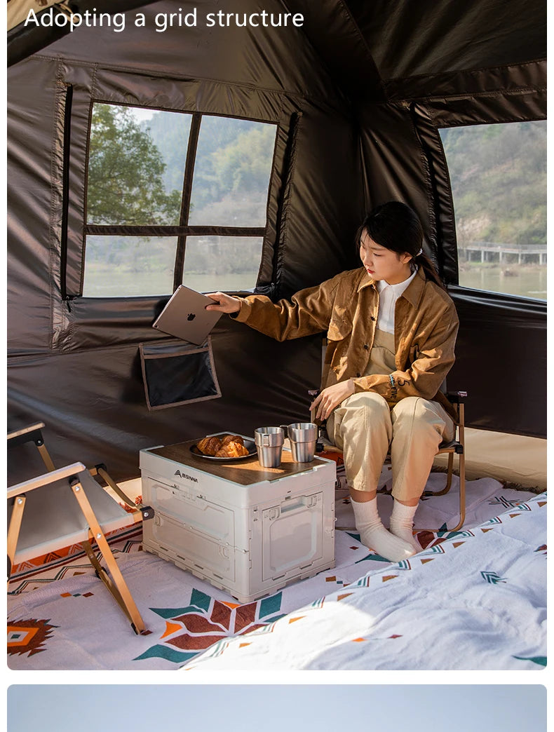 BISINNA One-touch Ridge Type Tent Titanium Glue 3-4 Person Outdoor Automatic Camping Family Tent