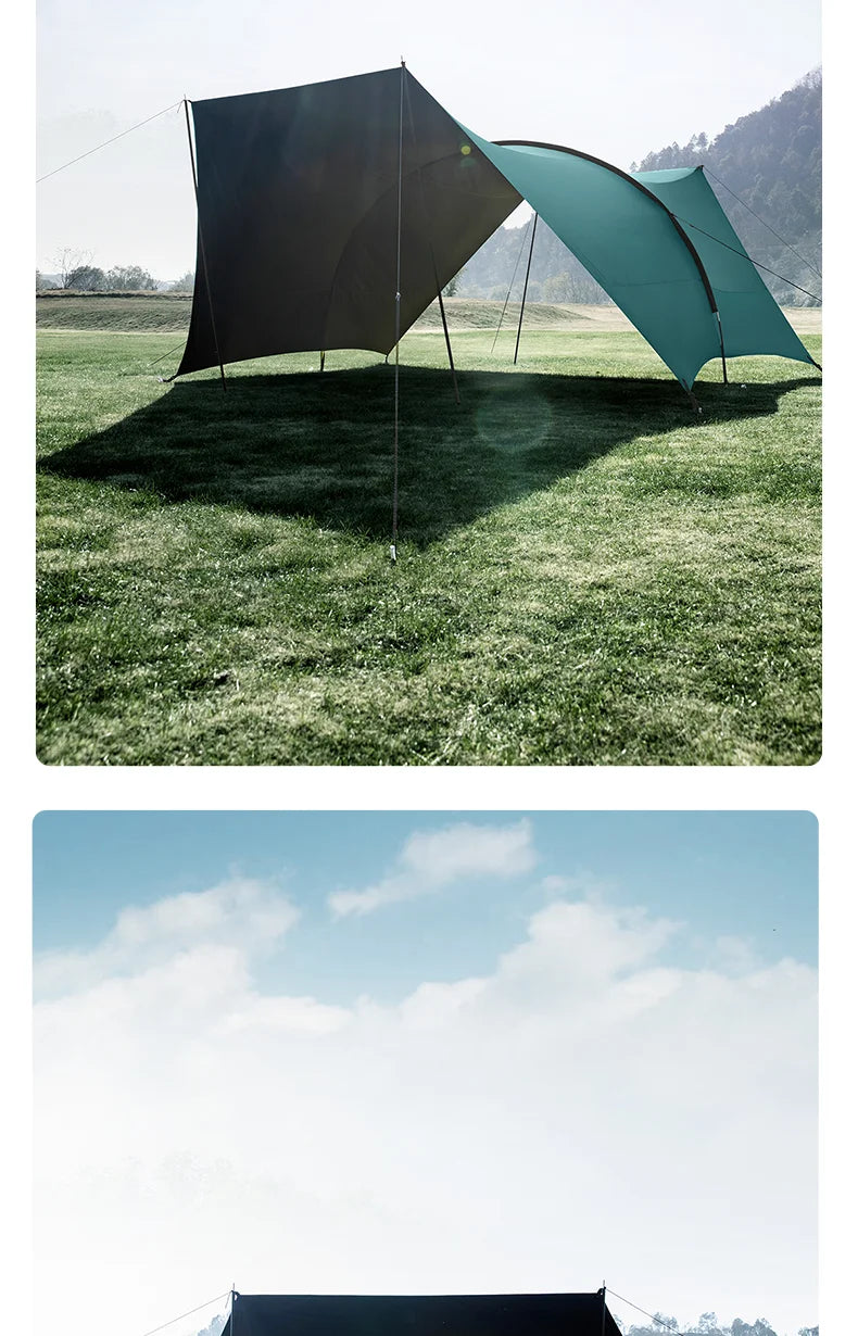 BISINNA Outdoor Camping Folding Portable Tunnel Large Canopy Coated with Silver Sunblock Shade Camping Rain and Wind