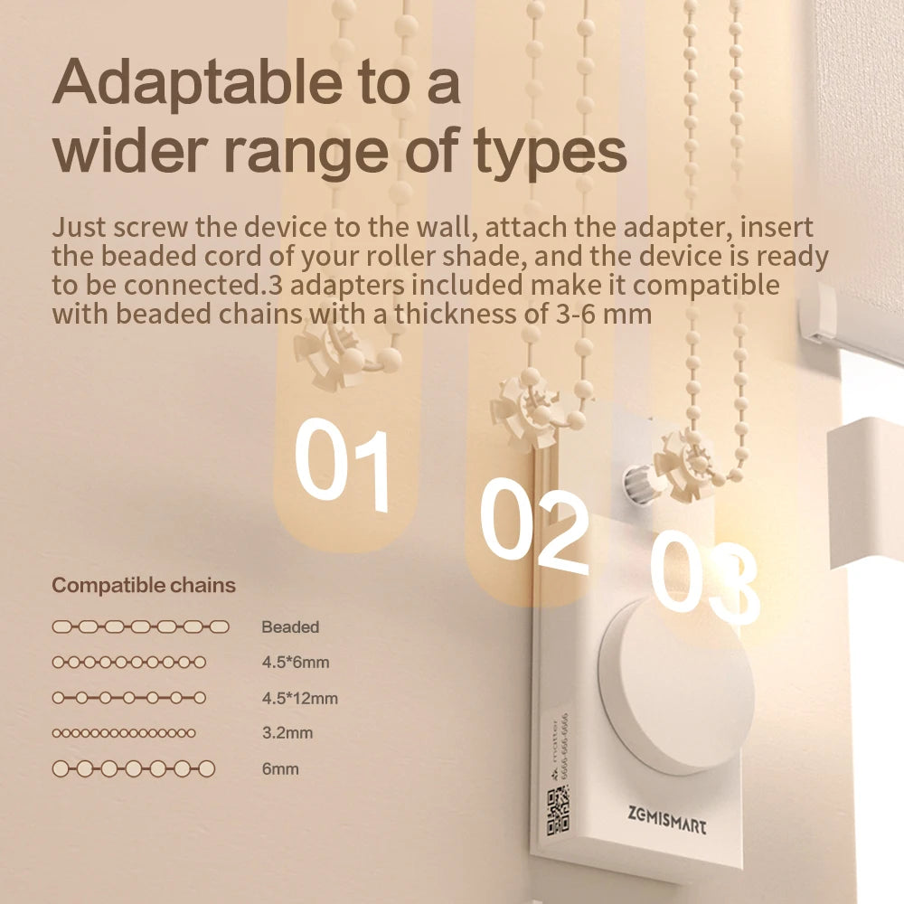 Zemismart Matter Thread Smart Roller Shade Driver Built-in Battery Knob Control Work with Homekit Alexa Google Home Smartthings