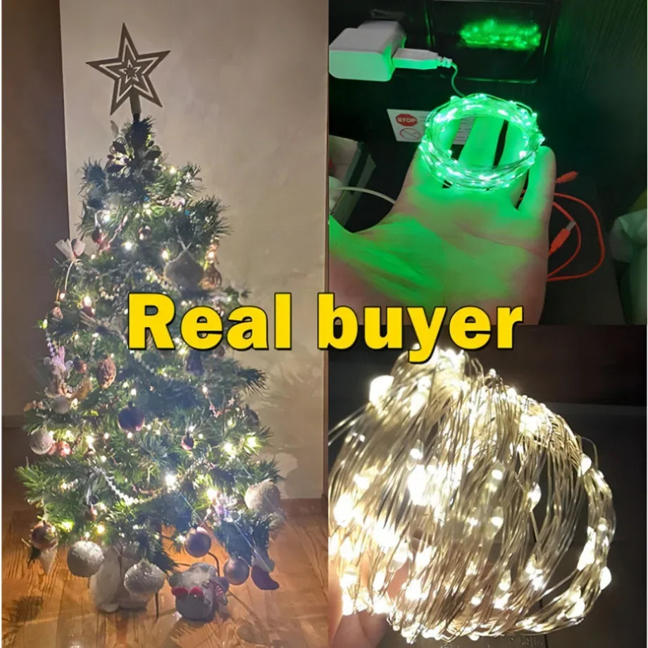 USB LED String Lights Copper Silver Wire Garland