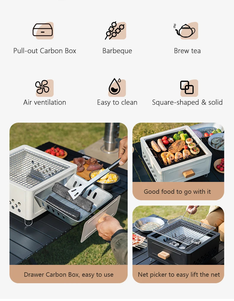 BISINNA Multi-functional Camping Stove BBQ Charcoal Grill Portable Burner Outdoor Camp Picnic