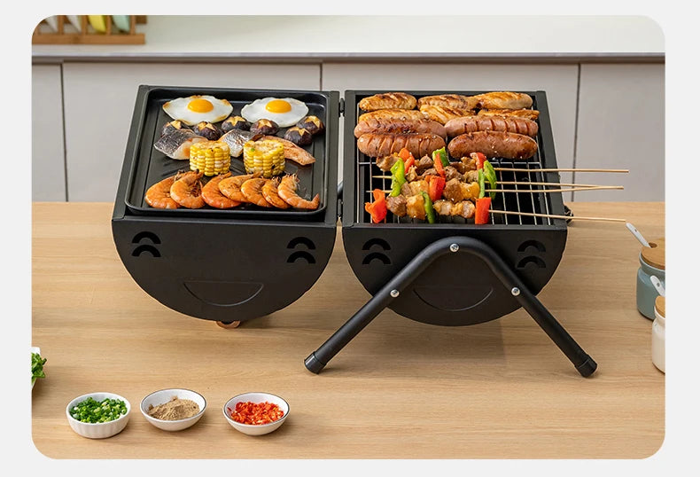 BISINNA Outdoor Multifunctional Portable Barbeque Stove Camping BBQ Charcoal Grill With Dual Side Camping Supplies