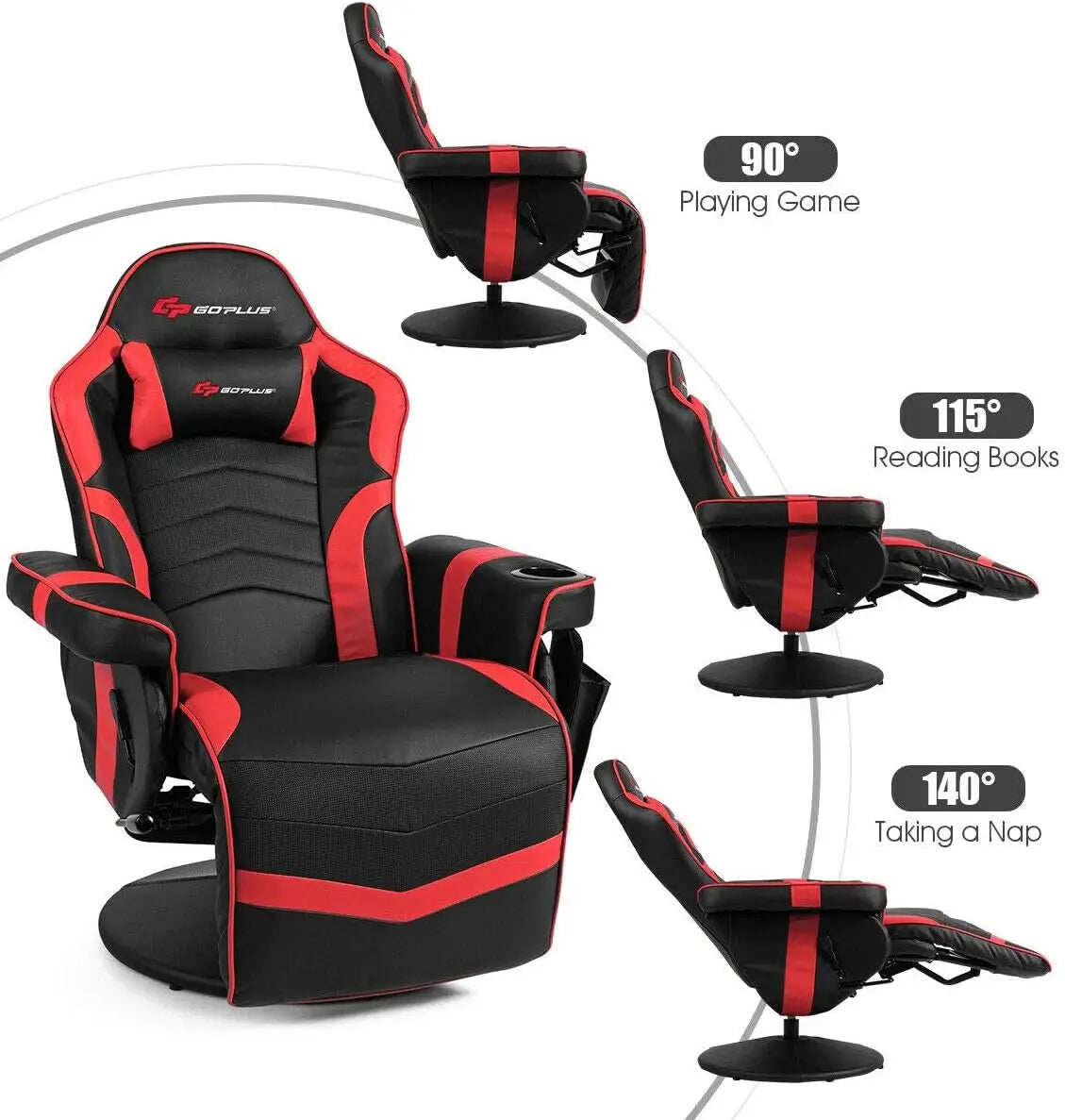 RacingStyleGamingReclinerw/Adjustable Backrest and Footrest, Ergonomic HighBackPULeather Computer Office Chair Swivel Game Chair