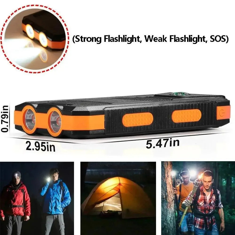 100000mAh Solar Power Bank Two-Way Fast Charging Outdoor Waterproof  Power Bank Flashlight Is Suitable For Iphone Xiaomi Samsung
