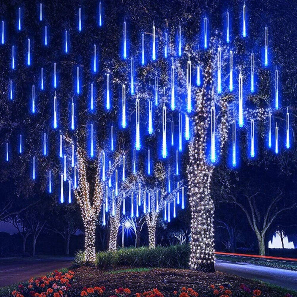 Outdoor  Meteor Shower Christmas Lights 10 Tubes 192 Led Hanging String Lights for Garden Tree Holiday Party Decoation Lamp