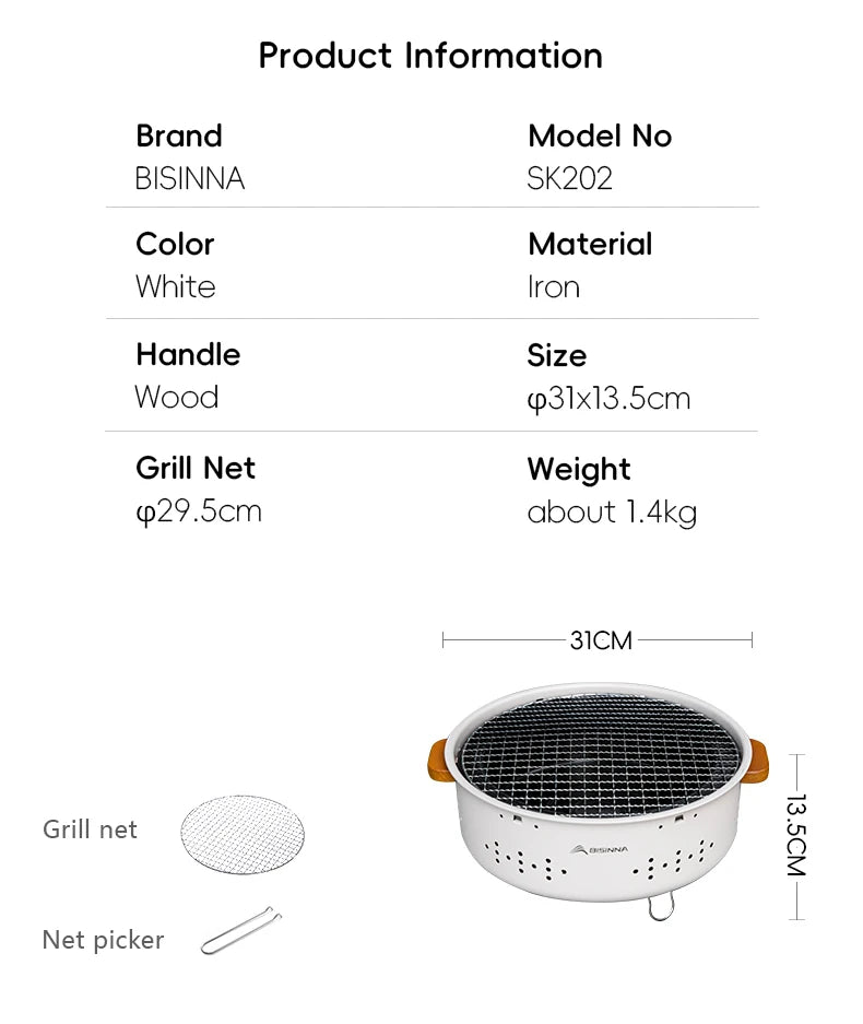 BISINNA Outdoor Fire Pit, Home Multi-funcationcl Fire Pits BBQ Grill for Camping, Picnic, Bonfire