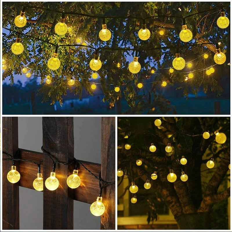 Solar Crystal Globe LED String Lights