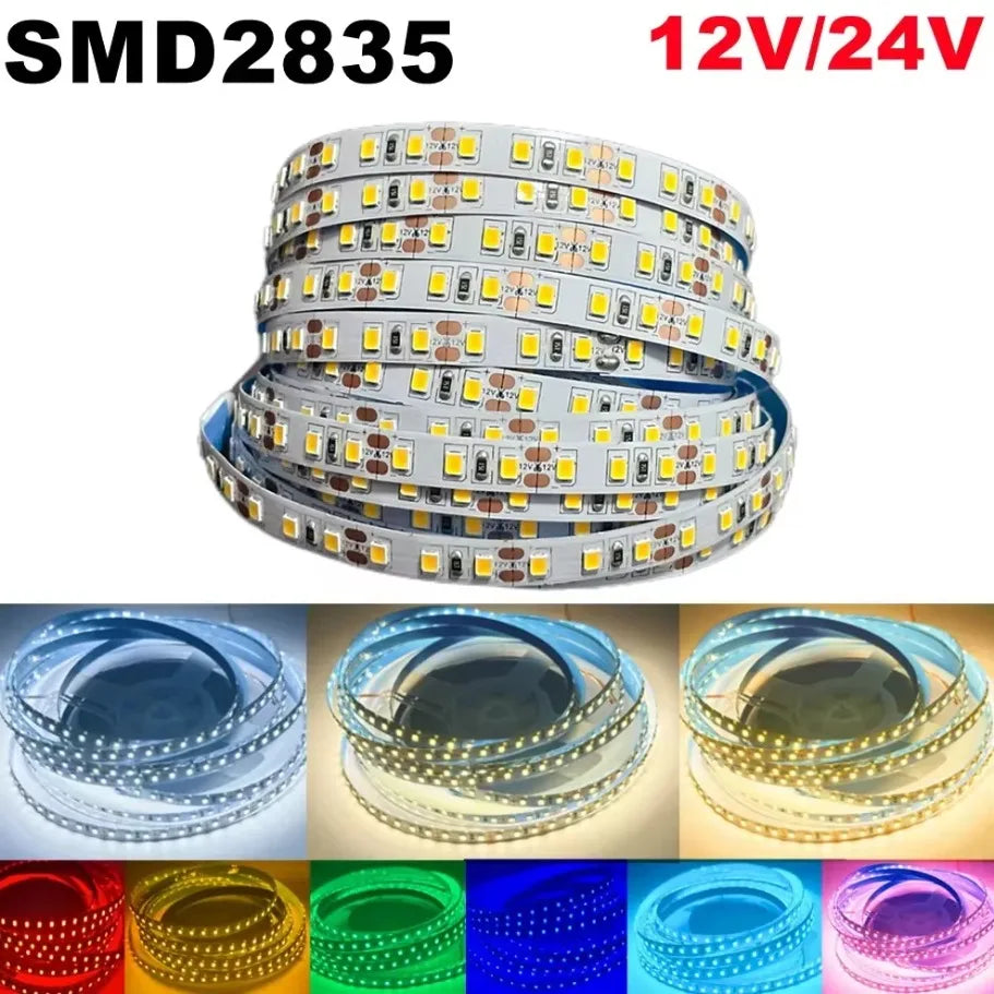 DC12V 24V 2835 LED Strip 120LEDs/m Home Lamp Strip Red Ice Blue Green Yellow Pink Flexible And Cuttable Soft Lamp Bar Home Decor