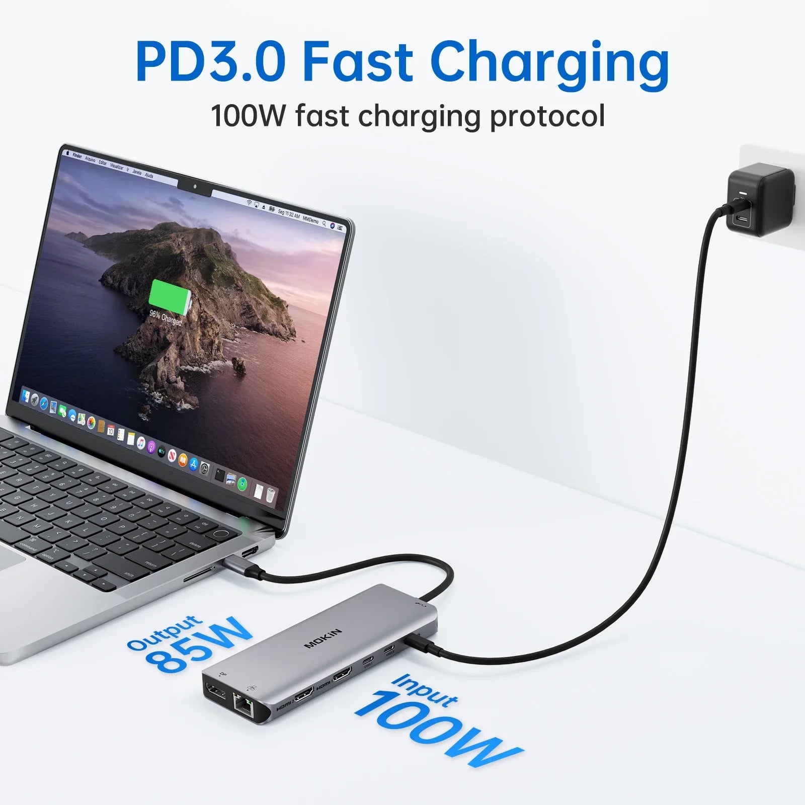 MOKiN USB C HUB 4K60Hz Type C to HDMI 4K DP 3 USB 3.1 Gigabit Ethernet  PD100W Docking Station for MacBook Pro Air M2 M1 usb hub