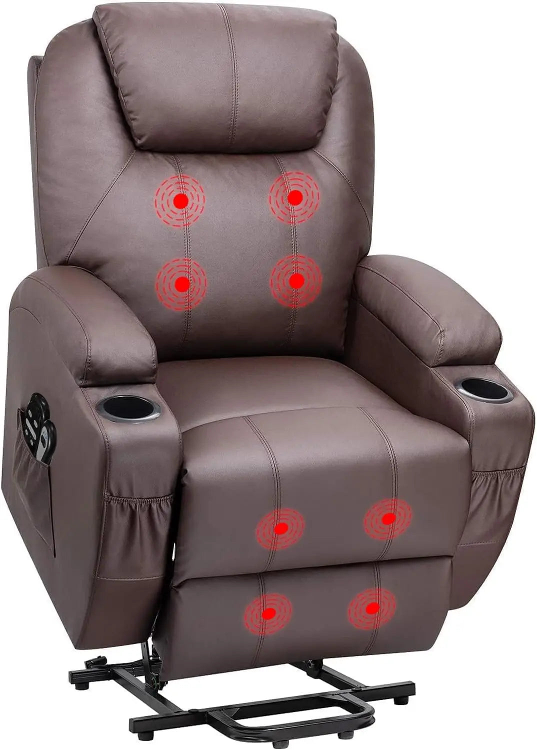 Power Lift Recliner Sofas with Massage, Ergonomic Lounge Chair Classic Single Sofa with 2 Cup Holders Side Pockets Theater Seat