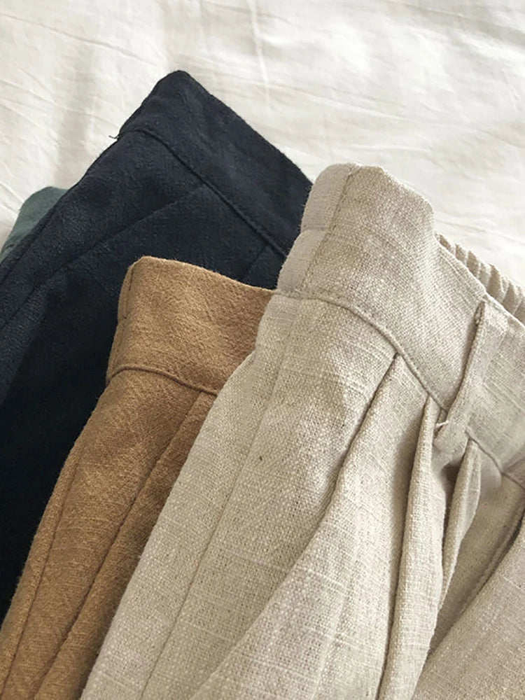 Fitshinling Line Cotton Shorts For Women 2024 New In Fashion Vintage High Waist Short Femme Clothing Solid Slim Pleated Pants
