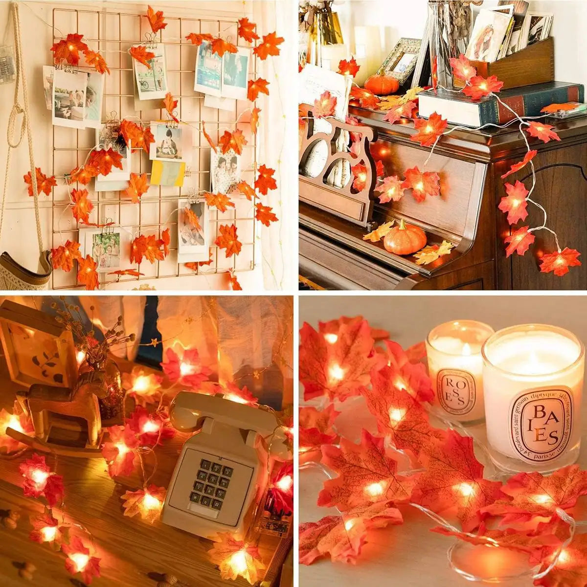 LED Maple Leaf String Lights Battery Powered