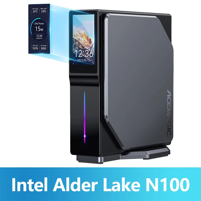 ACEMAGIC S1 Mini PC Gamer Windows 11 Intel 12th Alder Lake N100 DDR4 16GB 512GB WIFI5 ,Bluetooth 4.2 VGA Gaming Computer