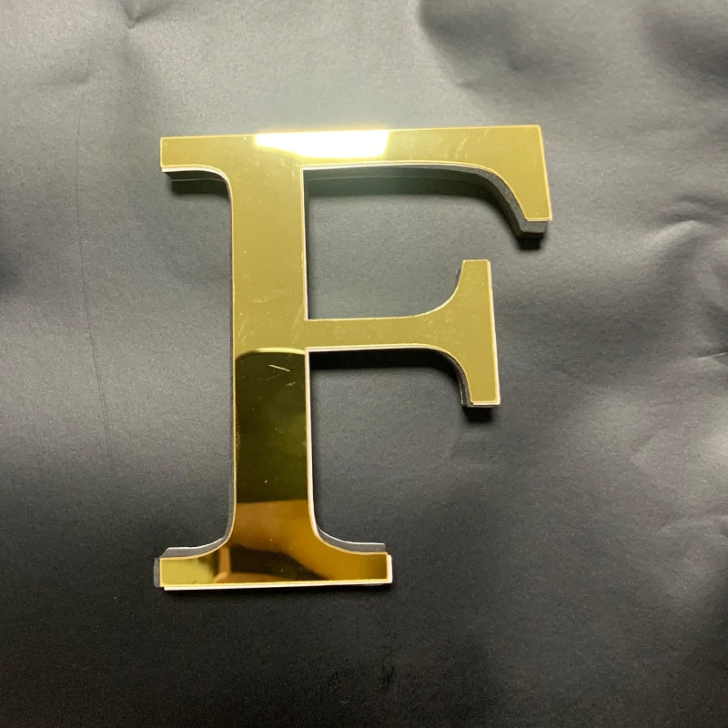 Gold English Letters Mirror 3D Wall Sticker Home Decoration Festival Party Wedding Decor Acrylic Mural Peel & Stick Wallpaper