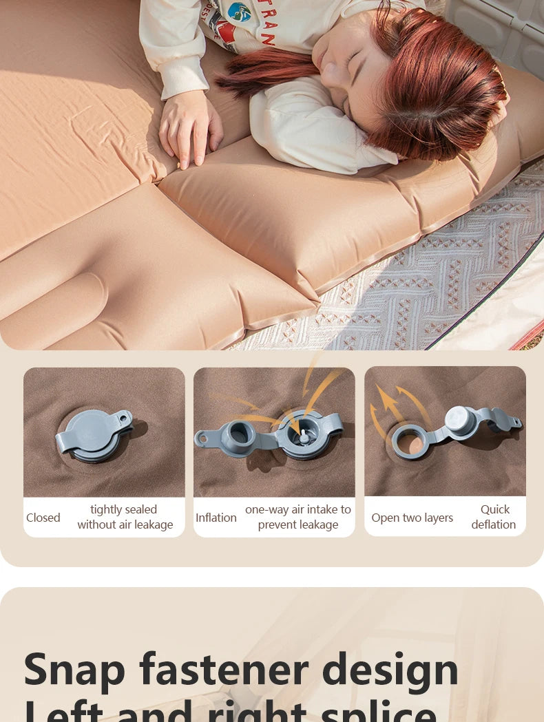 BISINNA Outdoor Self-inflating Mattress Camping Inflatable Sleeping Pad Splicable Ultralight Air Mat for Travel Hiking Picnic