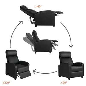 Recliner Chair PU Leather Recliner Sofa Home Theater Seating with Lumbar Support Overstuffed High-Density Sponge Push Back Recli
