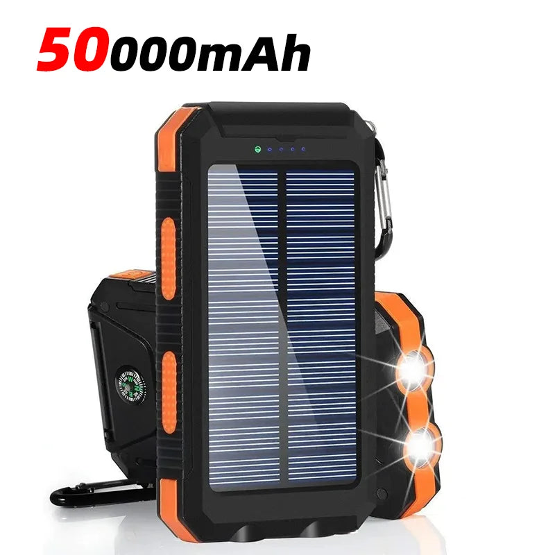 100000mAh Solar Power Bank Two-Way Fast Charging Outdoor Waterproof  Power Bank Flashlight Is Suitable For Iphone Xiaomi Samsung