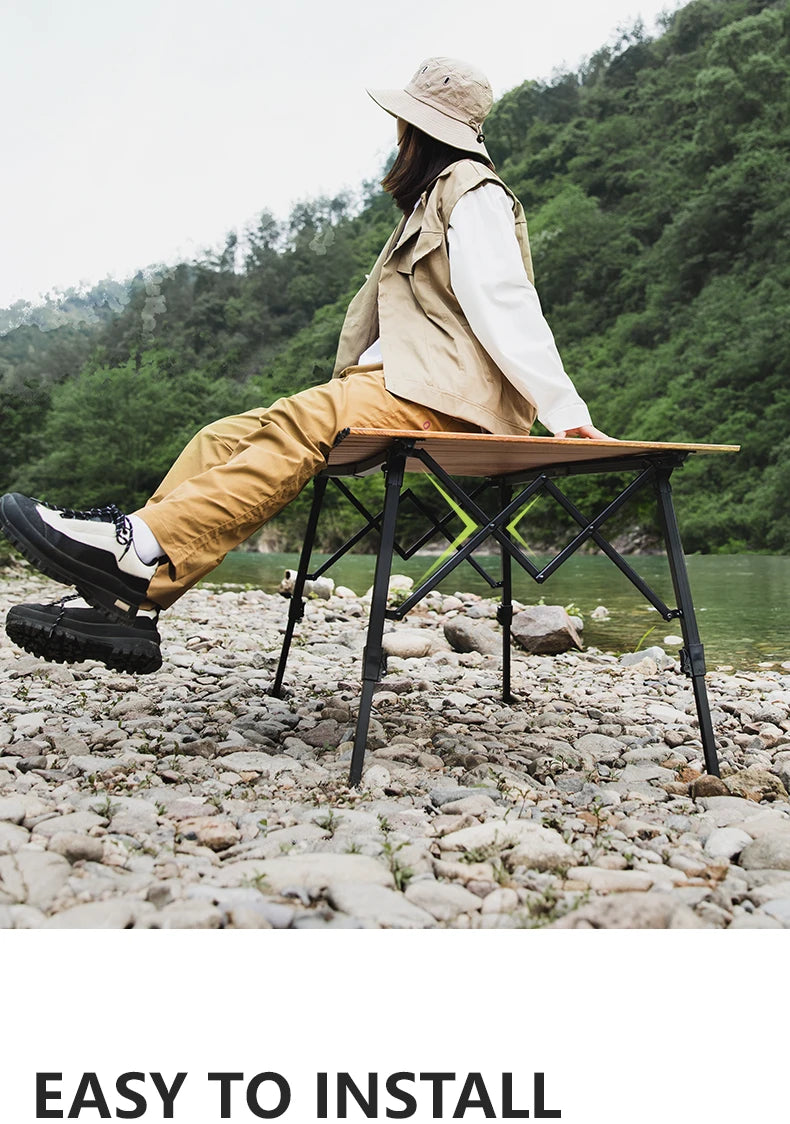 BISINNA Outdoor Large Folding Table Aluminum Alloy Egg Roll Desk Lifting Portable Camping Table