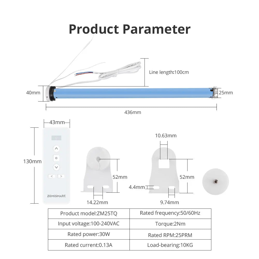 Zemismart Zigbee 2N Smart Roller Shade Blinds Motor for 38mm Tube Works with Tuya Smart Life App Alexa Google Home Voice Control