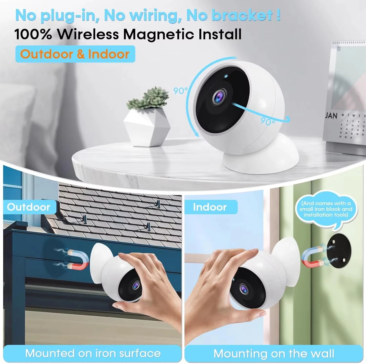 2K 5MP Wifi Home Security Camera Wireless Outdoor Magnetic Battery Powered Camera Surveillance AI Motion Detection Indoor HD Cam