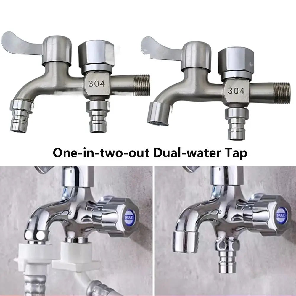 Washing Machine Dedicated One-in-two-out Dual-water Tap Bathroom Faucet Mop Pool Expansion Double Water Outlet Tap