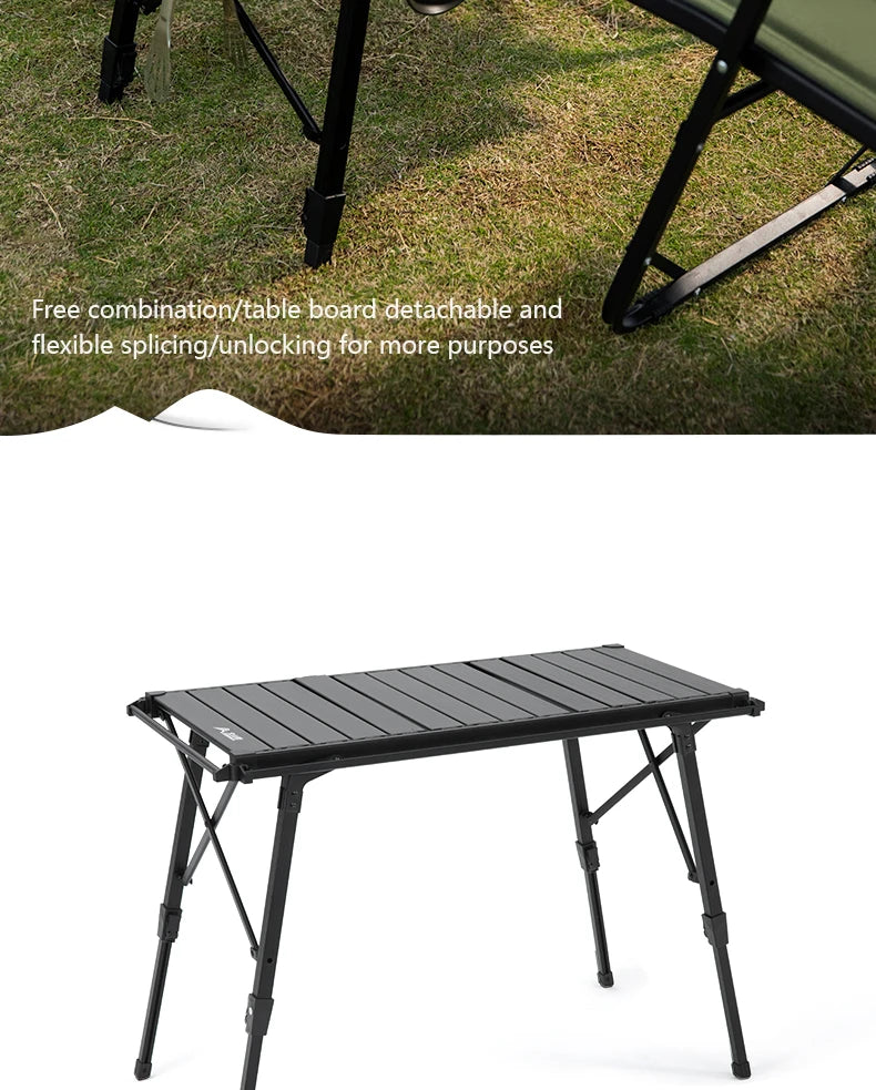 BISINNA Multifunctional IGT Table Aluminum Alloy Lightweight Camping BBQ Table Adjustable Leg Desktop for Picnic Hiking